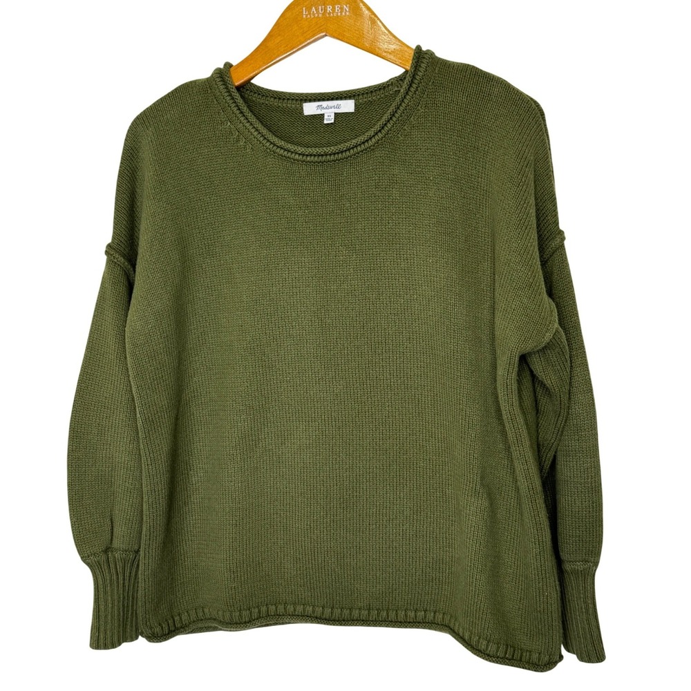 Madewell Roll Neck Oversized Cotton Sweater Womens XS Green